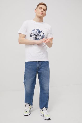 Хлопковая футболка Produkt by Jack & Jones цвет белый с принтом