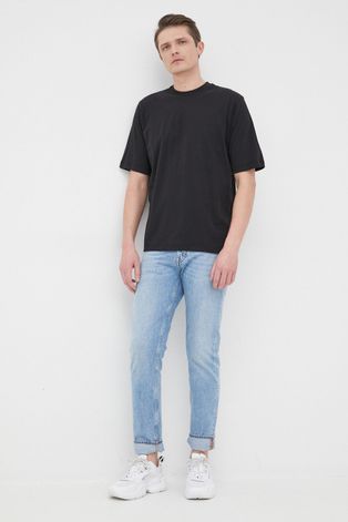 Resteröds t-shirt bawełniany kolor czarny gładki