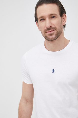 Bavlněné tričko Polo Ralph Lauren bílá barva, hladký