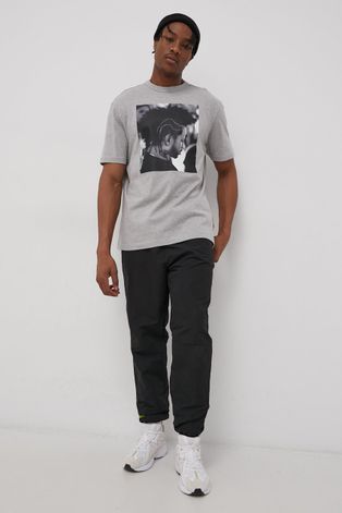 Бавовняна футболка Reebok Classic колір сірий з принтом