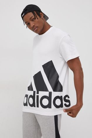 Pamučna majica adidas boja: bijela