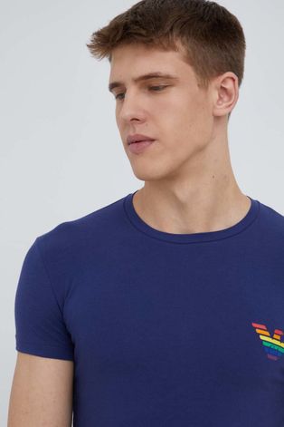 Emporio Armani Underwear t-shirt męski kolor granatowy z nadrukiem