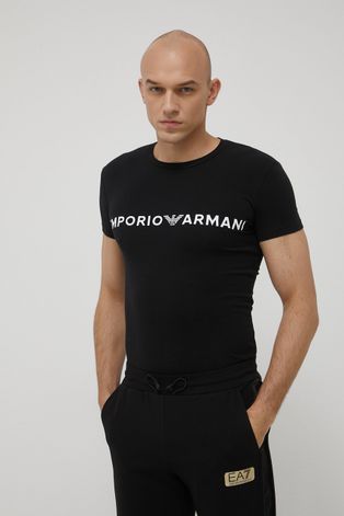 Футболка Emporio Armani Underwear мужской цвет чёрный с принтом