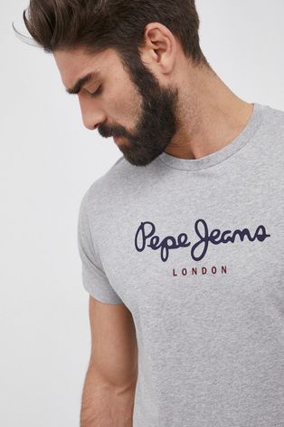Pepe Jeans Tricou din bumbac Eggo culoarea gri, melanj