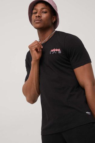 Bavlněné tričko adidas Originals černá barva, s potiskem