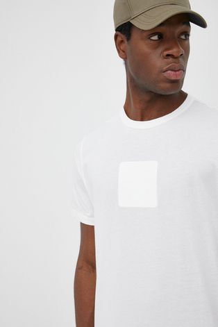 Памучна тениска C.P. Company в бяло с принт