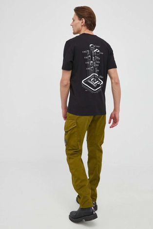 C.P. Company t-shirt bawełniany kolor czarny z nadrukiem