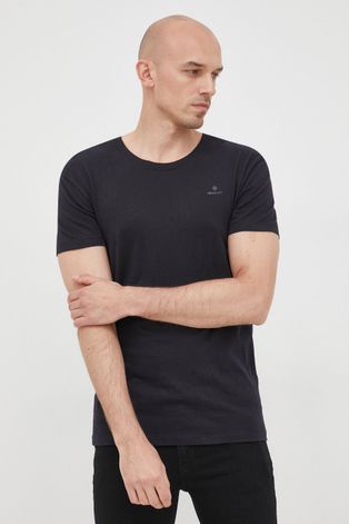 Бавовняна футболка Gant колір чорний однотонна