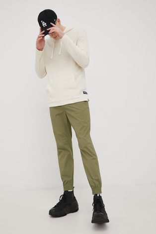 Tom Tailor bluza bawełniana męska kolor beżowy z kapturem gładka