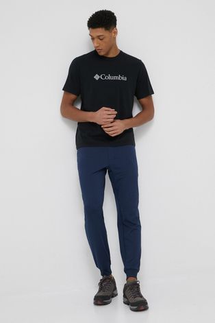 Бавовняна футболка Columbia колір чорний з принтом