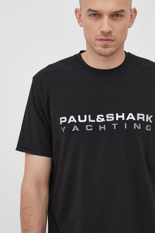 Paul&Shark T-shirt męski kolor czarny z nadrukiem