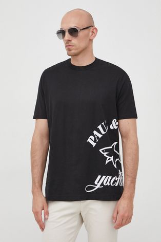 Pamučna majica Paul&Shark boja: crna, s tiskom