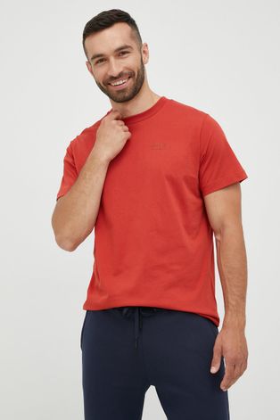 Бавовняна футболка Jack Wolfskin колір бордовий однотонний