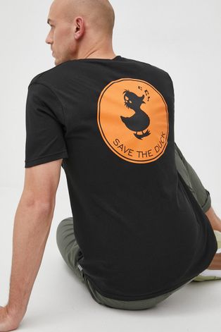 Save The Duck t-shirt bawełniany kolor czarny z nadrukiem
