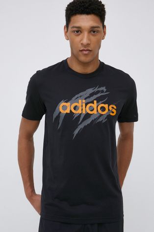 Tréningové tričko adidas čierna farba, s potlačou