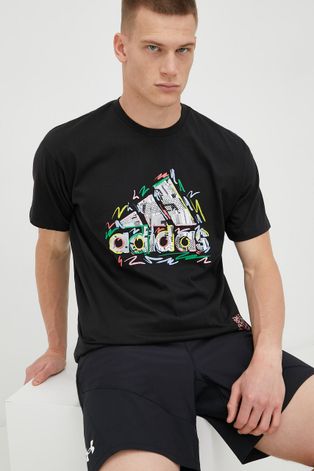 adidas Performance t-shirt bawełniany Pride kolor czarny z nadrukiem