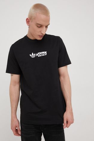 Бавовняна футболка adidas Originals HT1657 колір чорний з принтом