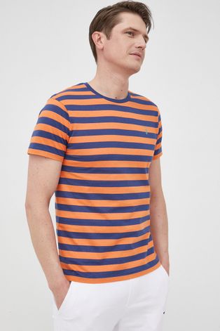 Памучна тениска Polo Ralph Lauren в оранжево с апликация