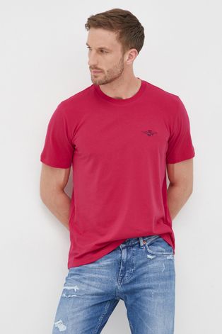 Aeronautica Militare t-shirt męski kolor różowy gładki