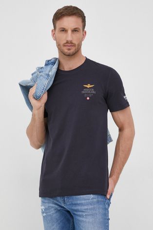Aeronautica Militare t-shirt męski kolor granatowy z aplikacją