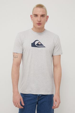 Quiksilver t-shirt bawełniany kolor szary z nadrukiem