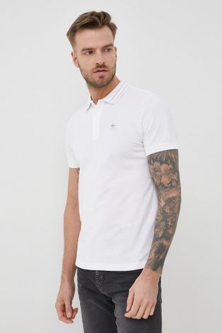 Βαμβακερό μπλουζάκι πόλο s.Oliver χρώμα: άσπρο
