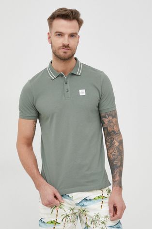 Bavlnené polo tričko s.Oliver zelená farba, jednofarebné