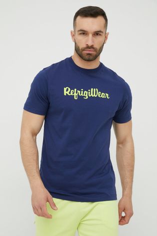 Памучна тениска RefrigiWear в тъмносиньо с принт