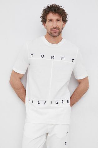 Tommy Hilfiger T-shirt bawełniany kolor biały z aplikacją
