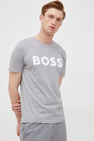 Βαμβακερό μπλουζάκι BOSS Boss Casual χρώμα: γκρι
