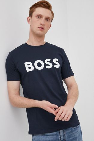 Βαμβακερό μπλουζάκι BOSS Boss Casual χρώμα: ναυτικό μπλε