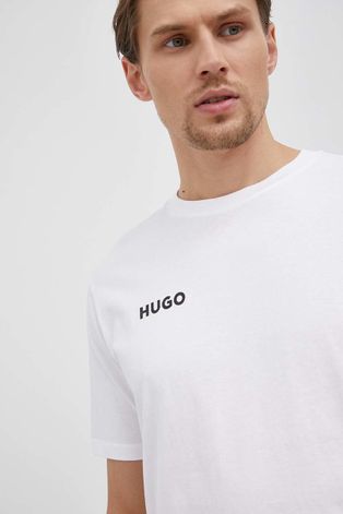 Pamučna majica Hugo boja: bijela, s tiskom