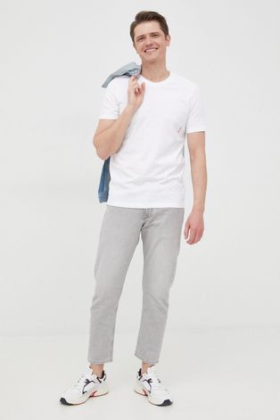 Βαμβακερό μπλουζάκι HUGO χρώμα: άσπρο