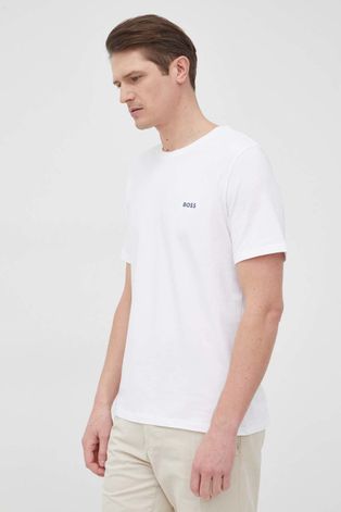 Μπλουζάκι BOSS ανδρικά, χρώμα: άσπρο