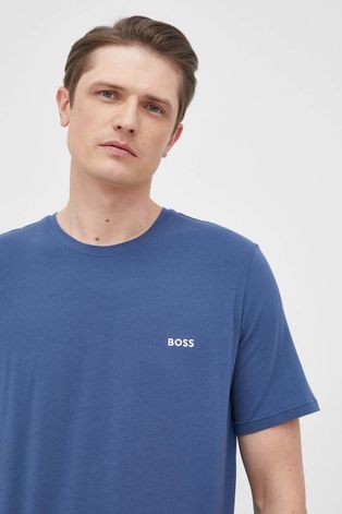 Majica kratkih rukava BOSS za muškarce, boja: tamno plava, jednobojni model