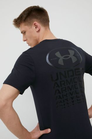 Under Armour t-shirt treningowy Armour Repeat kolor czarny z nadrukiem