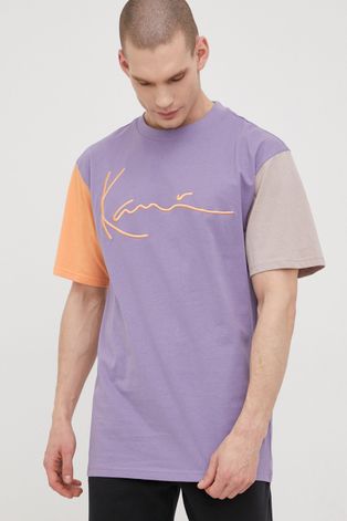 Βαμβακερό μπλουζάκι Karl Kani χρώμα: μοβ