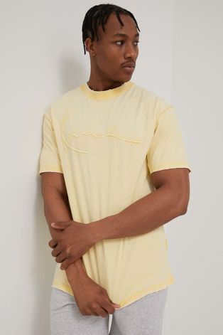 Памучна тениска Karl Kani в жълто с апликация