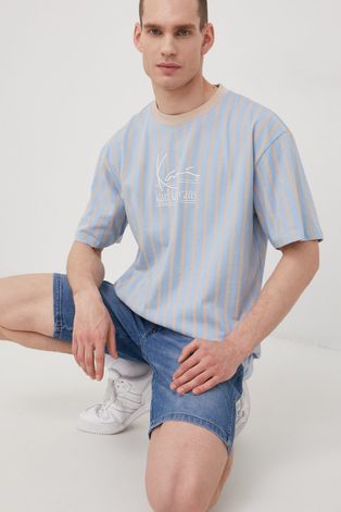Бавовняна футболка Karl Kani колір бірюзовий з принтом