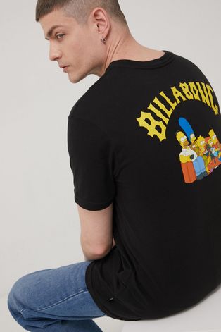 Βαμβακερό μπλουζάκι Billabong Billabong X The Simpsons χρώμα: μαύρο