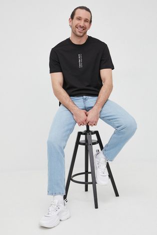 Бавовняна футболка Calvin Klein Jeans колір чорний з принтом