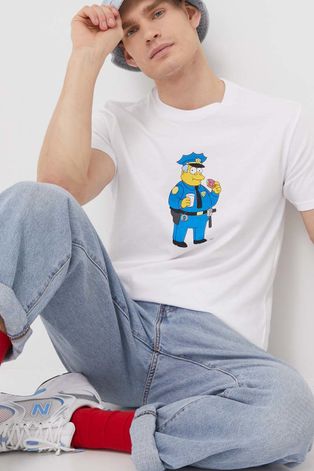 Βαμβακερό μπλουζάκι Billabong Billabong X The Simpsons χρώμα: άσπρο
