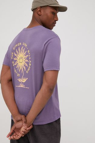 Хлопковая футболка Billabong цвет фиолетовый с принтом