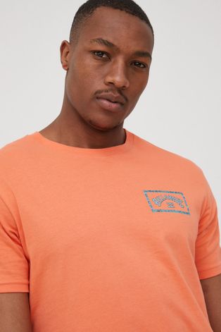 Хлопковая футболка Billabong цвет оранжевый с принтом