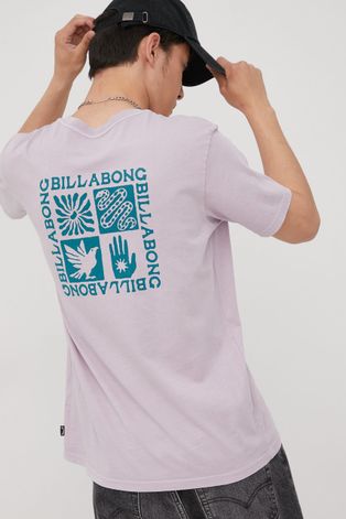Хлопковая футболка Billabong цвет фиолетовый с принтом