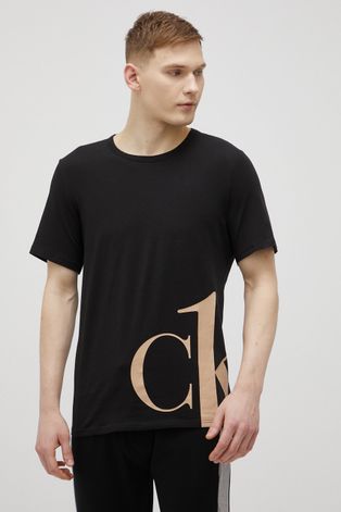 Піжамна футболка Calvin Klein Underwear колір чорний з принтом