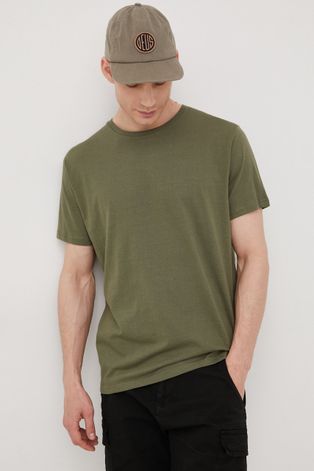 Бавовняна футболка Brave Soul колір зелений однотонний