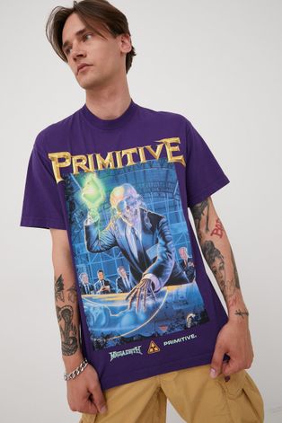 Primitive t-shirt bawełniany X MEGADETH kolor fioletowy z nadrukiem