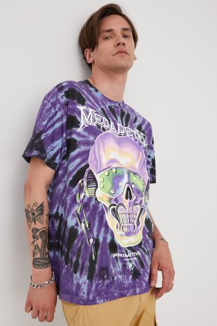 Primitive t-shirt bawełniany X MEGADETH kolor fioletowy z nadrukiem