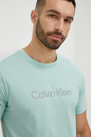 Тренувальна футболка Calvin Klein Performance Ck Essentials колір бірюзовий з принтом